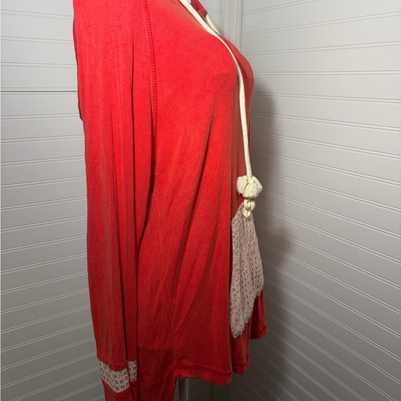 Bright Coral Hoodie with Pink Accents - Picture 3 of 7